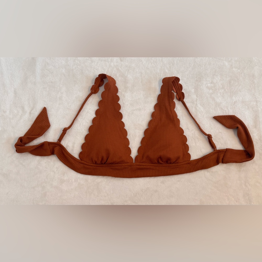 aerie Rust Scalloped Triangle Bikini Top